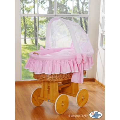 Bollerwagen mit Haube - Glamour rosa-weiß