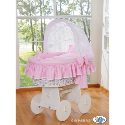 Bollerwagen mit Haube - Glamour rosa-weiß