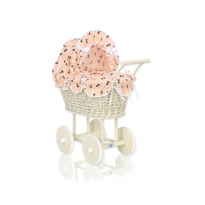 Creme Weide Puppenwagen Bettwäsche Schleifenmuster nr 101699-762