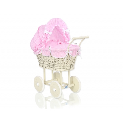 Creme Weide Retro Puppenwagen Rosa mit Punktmuster Weiß nr 101699-530