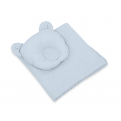 Bettwäsche für Moseskorb Decke mit Kissen Bär 2tlg  - blau