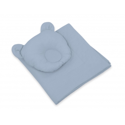 Bettwäsche für Moseskorb Decke mit Kissen Bär 2tlg  - pastellblau