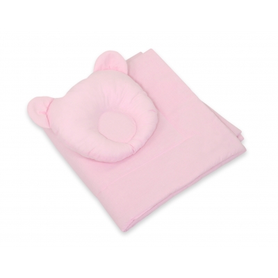 Bettwäsche für Moseskorb Decke mit Kissen Bär 2tlg  - rosa