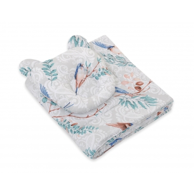 Decke mit Kissen Teddybär für Moseskorb 2tlg - Blue birds