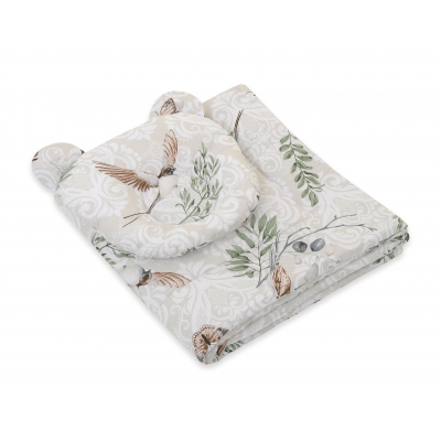 Decke mit Kissen Teddybär für Moseskorb 2tlg - Brown birds