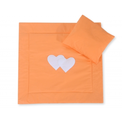 Decke und  Kissen Babywagen Set 2tlg - Hängende Herzen orange