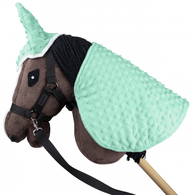 Minky Decke mit Ohrenkappenset für Steckenpferd in Mint