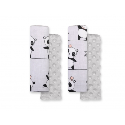 Doppelseitige Gurtpolster BOBONO -  Panda grau/grau