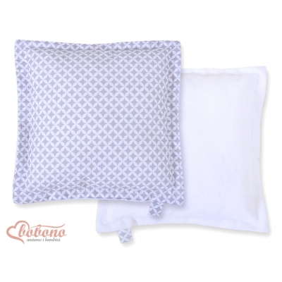Doppelseitige Kissen - Blumenmuster-grau