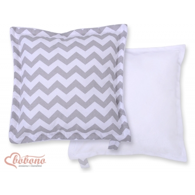 Doppelseitige Kissen - Chevron grau