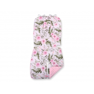 Doppelseitige Sitzauflage BOBONO -  rosa Blüten/rosa