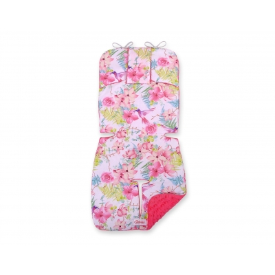Doppelseitige Sitzauflage BOBONO - Kolibri in Blumen/rosa