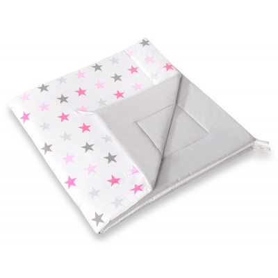 Doppelseitige Teepee Spielmatte - Rosa-grauen Sternen/grau