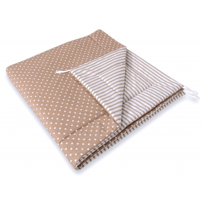 Doppelseitige Teepee Spielmatte - Teepee Kinderspiel-Zelt - Braun-Punktemuster/beige gestreift