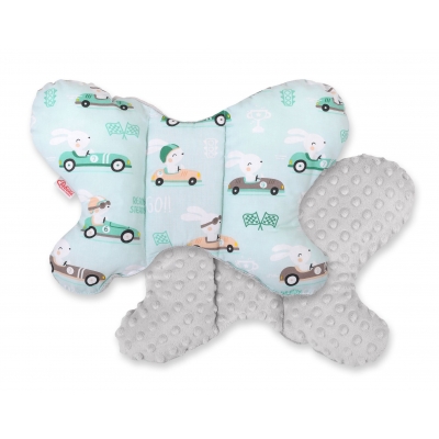 Doppelseitiges Anti - Schock -Kissen  "Butterfly" - Hasen minze/grau