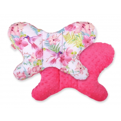 Doppelseitiges Anti - Schock -Kissen  "Butterfly" - Kolibri in Blumen/rosa