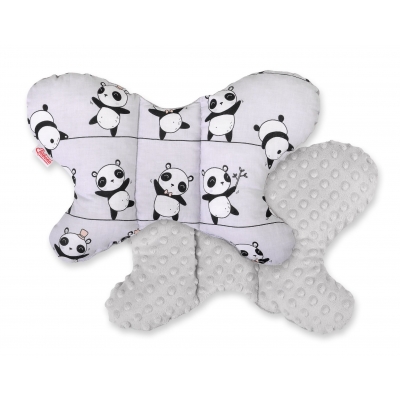 Doppelseitiges Anti - Schock -Kissen  "Butterfly" - Panda grau/grau