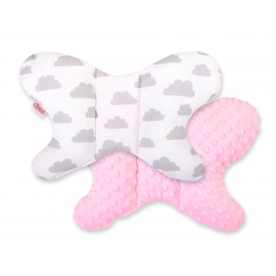 Doppelseitiges Anti - Schock -Kissen  "Butterfly" - Wolken grau/rosa