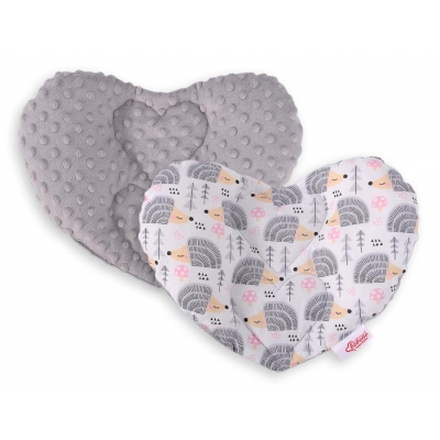 Doppelseitiges Baby Kopfkissen - Igel grau