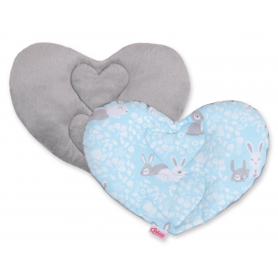 Doppelseitiges Baby Kopfstützkissen - blaue Hasen