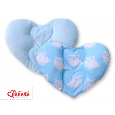 Doppelseitiges Baby Kopfstützkissen - Eulen blau