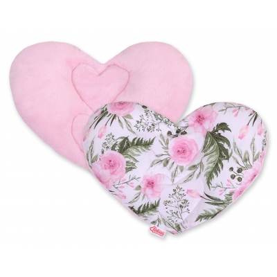 Doppelseitiges Baby Kopfstützkissen - rosa Blüten