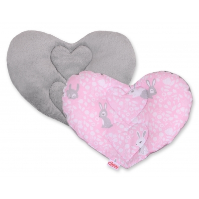 Doppelseitiges Baby Kopfstützkissen - rosa Hasen