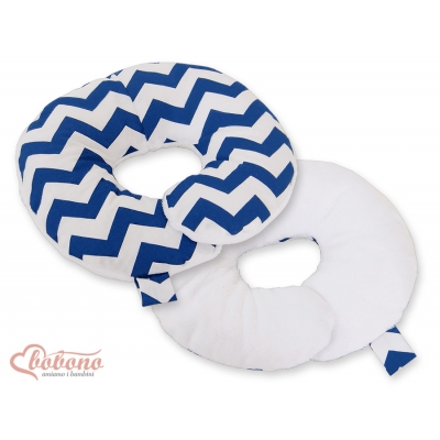 Doppelseitiges Baby Nackenstützkissen - Chevron dunkel blau