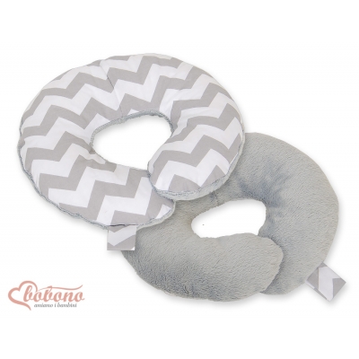 Doppelseitiges Baby Nackenstützkissen - Chevron grau