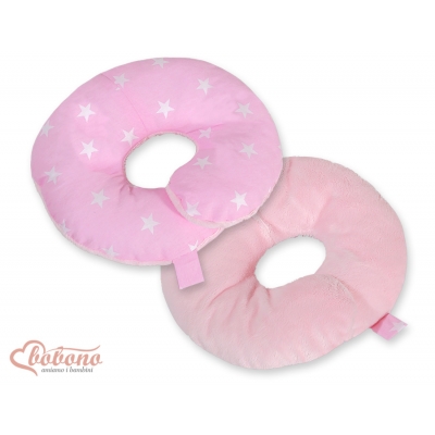 Doppelseitiges Baby Nackenstützkissen - Rosa Strenchen