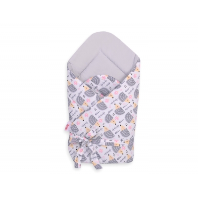 Doppelseitiges Baby Nestchen mit Schleife - Igel grau