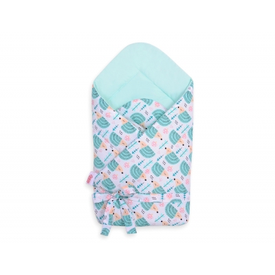 Doppelseitiges Baby Nestchen mit Schleife - Igel mint