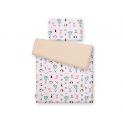 Doppelseitiges Bettwäsche Set 2-tlg - Füchse beige/beige