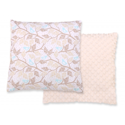 Doppelseitiges Kissen - beige Blätter