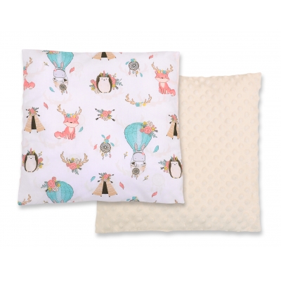 Doppelseitiges Kissen - Füchse beige