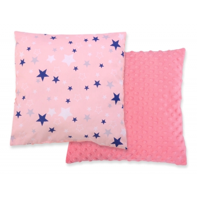 Doppelseitiges Kissen - rosa-blaue Sternen