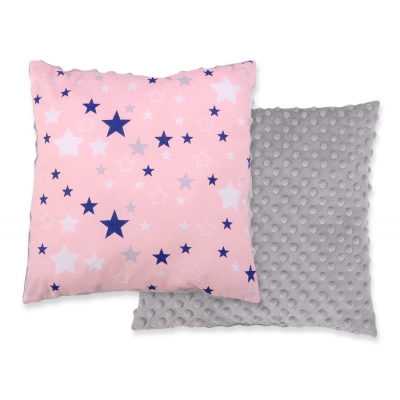 Doppelseitiges Kissen - rosa-blaue Sternen