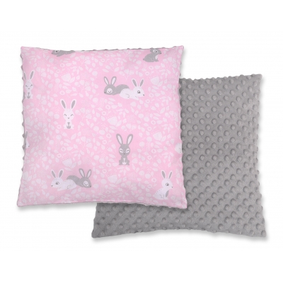 Doppelseitiges Kissen - rosa Hasen