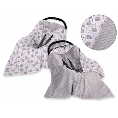 Double-sided car seat blanket - Igel grau
