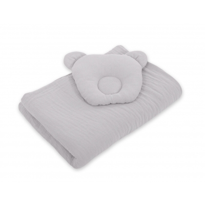 Duvet with pillow Teddy MUSLIN - 2pcs set - grau
