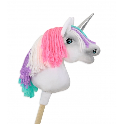 Einhorn Steckenpferd weiß A4 rosa