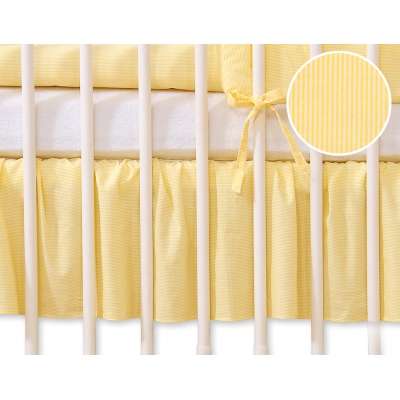 Fest gefaltete Rüsche für Babybett 140x70 cm - Hängende Herzen gelb gestreift