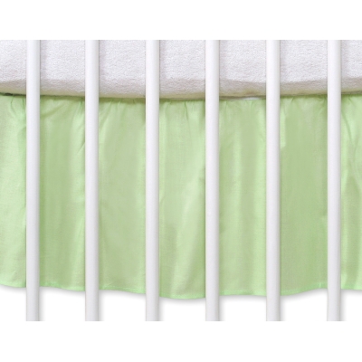 Fest gefaltete Rüsche für Babybett 140x70 cm - Hängende Herzen grün