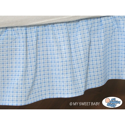 Fest gefaltete Rüsche für Babybett 140x70cm - Bär mit Schleife blue