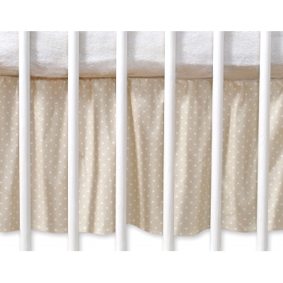 Fest gefaltete Rüsche für Babybett 140x70cm - Hängende Herzen Beige-Punktemuster