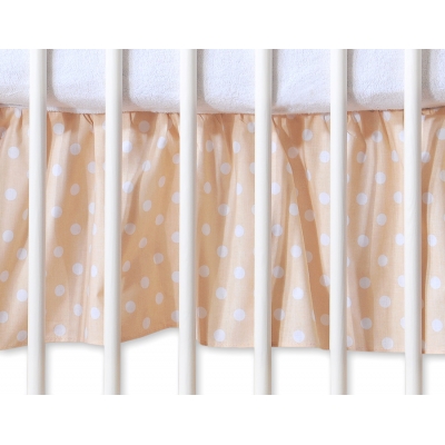 Fest gefaltete Rüsche für Babybett 140x70cm - Hängende Herzen Beige-Punktemuster