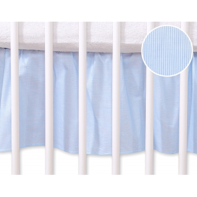 Fest gefaltete Rüsche für Babybett 140x70cm - Hängende Herzen blau gestreift