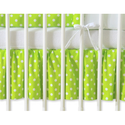 Fest gefaltete Rüsche für Babybett 140x70cm - Hängende Herzen Grün-Punkmuster