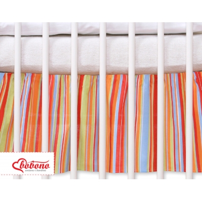 Fest gefaltete Rüsche für Babybett 140x70cm - Hängende Herzen orange gestreift