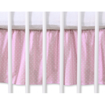 Fest gefaltete Rüsche für Babybett 140x70cm - Hängende Herzen Rosa-Punktemuster